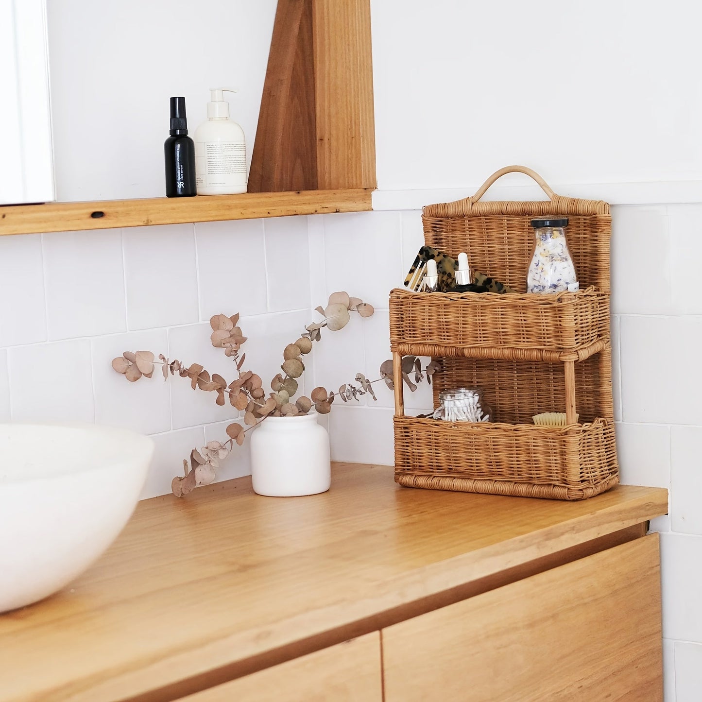 Vintage Nordic Style Rattan Wall-Mounted Basket - R3KL