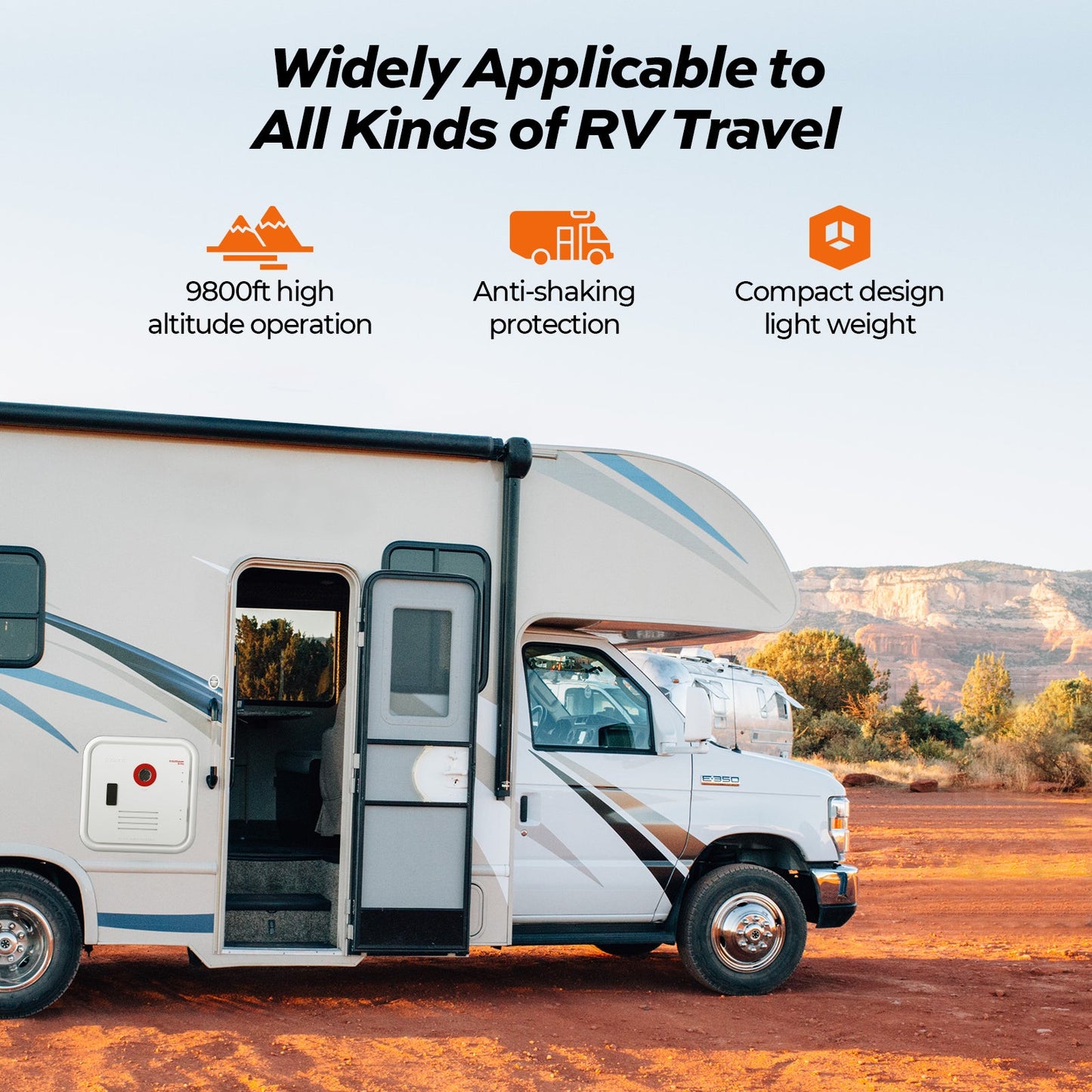 Fogatti InstaShower 8 Pro, 55,000 BTU RV Tankless Water Heater with Door & Mixing Tank