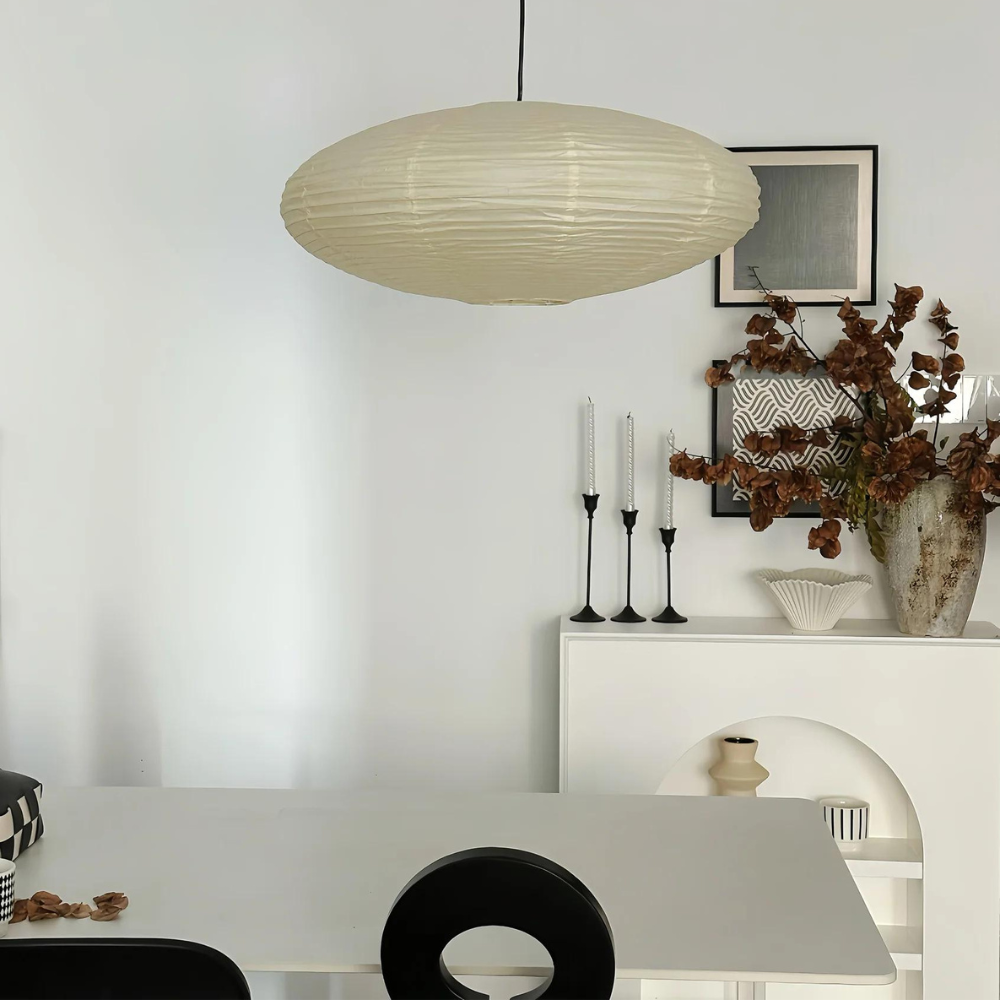 Japandi Paper Pendant Light With Xuan Paper Shade