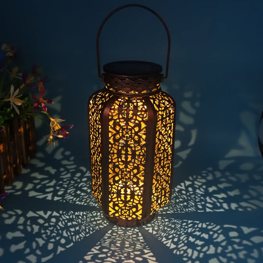 Solar Iron Lantern Versatile Outdoor Decor-CLOG