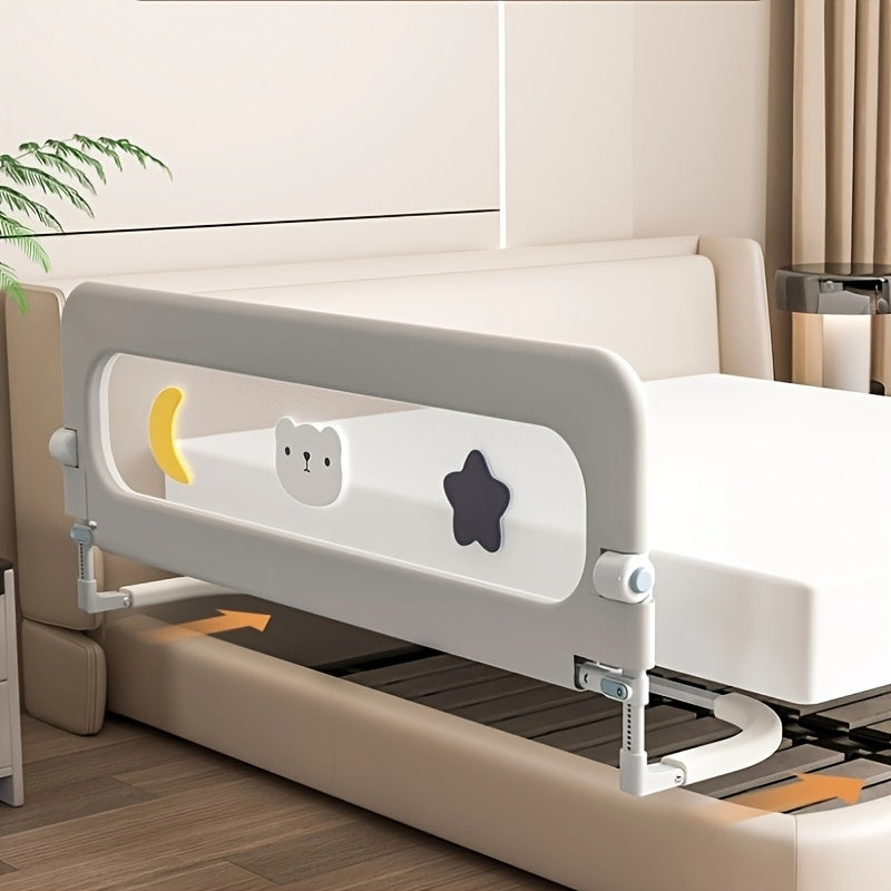 Gray Foldable Bed Guardrail  AntiFall Bumper for QueenFull Beds-L7TP