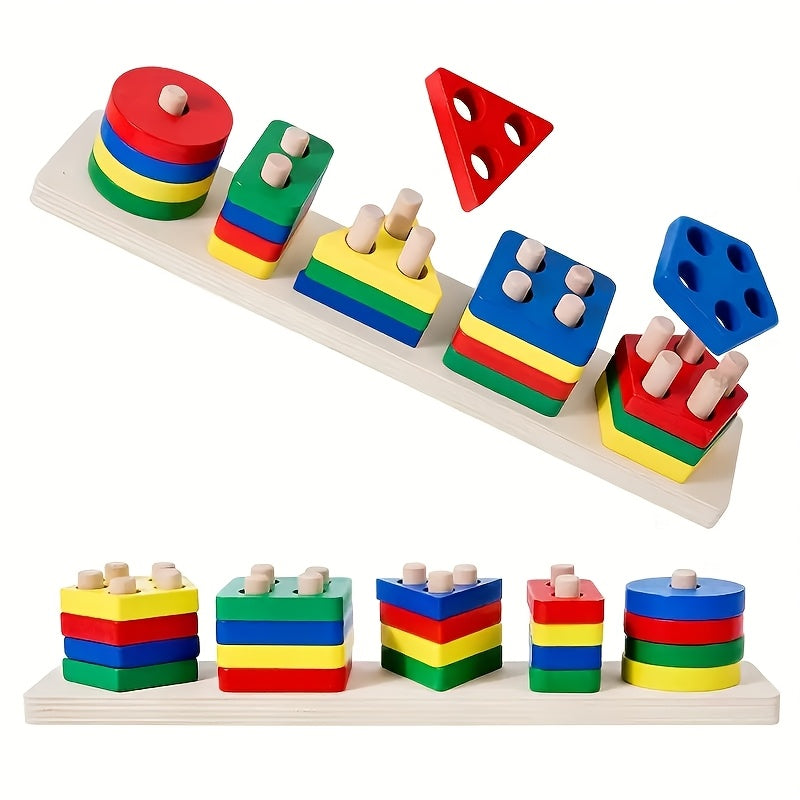 Color & Shape Recognition Wooden Puzzle Toy TJR2P9X