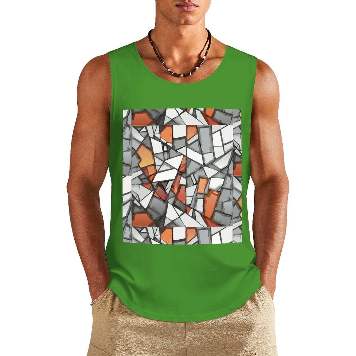 Graffiti Frame Cotton Tank Top — Teal Tank with Street Art Chest Print for Summer Sessions