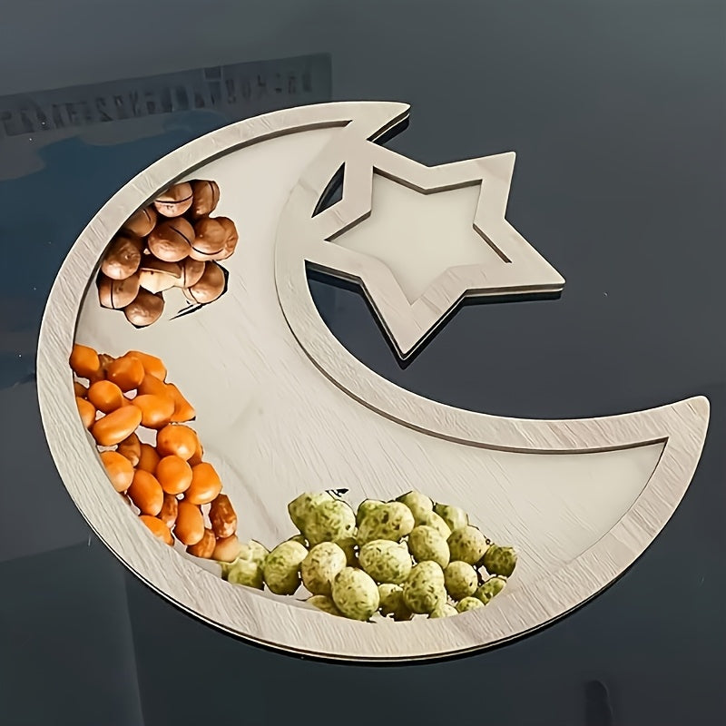 Ramadan Wooden Moon and Star Snack Tray - U2NK