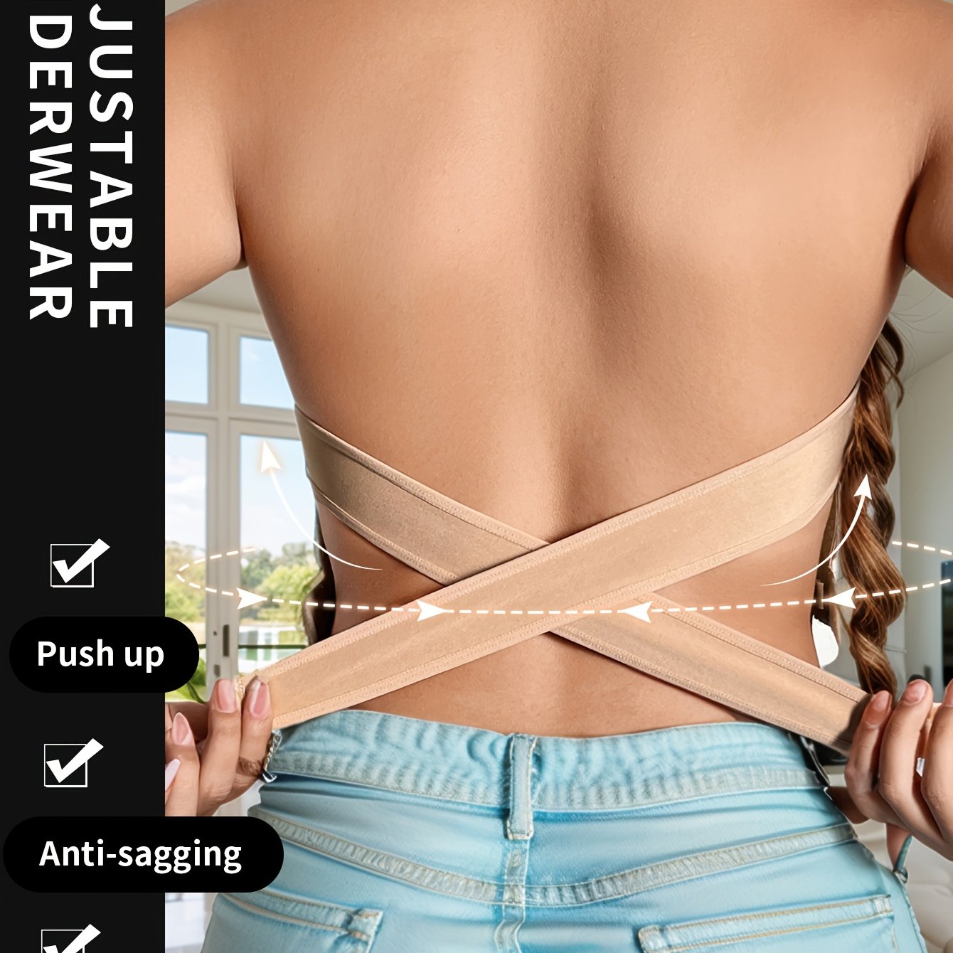 Plus Size Invisible Backless Bra, Wireless TJR8M5D