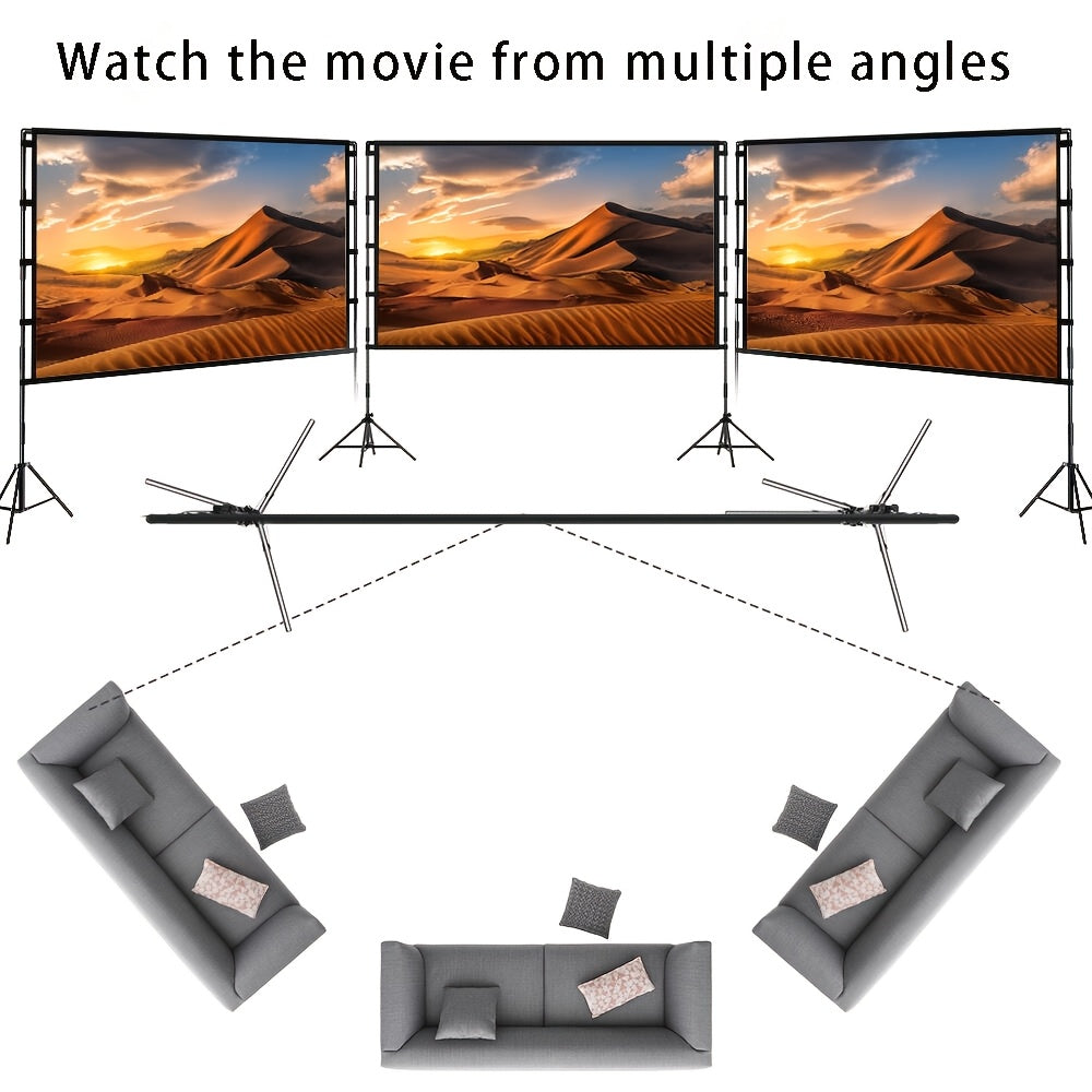 WEIJIEMING 4K HD Projector Screen with Stand, Foldable TJR5P2V