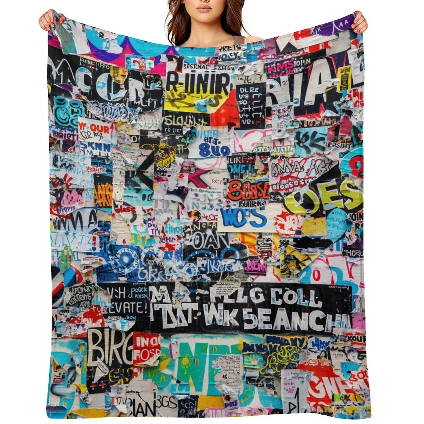 Maximalist AOP Flannel Throw Blanket 30"×40" | 280gsm Bold Full-Bleed Print — Statement Couch Throw, Wall Tapestry