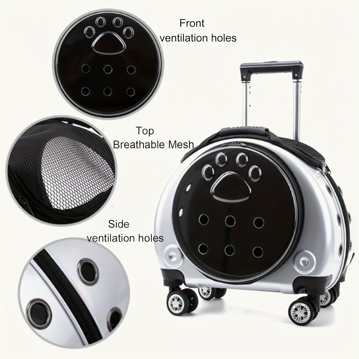 Expandable Pet Trolley Portable Carrier with Wheels-HEPV