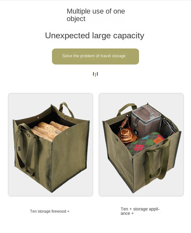 Campingmoon BC-400 Large Canvas Firewood Bag Portable Foldable Carrying Storage Bag Outdoor Camping Equipment Tools Utensils Fire Wood Bag Heavy Duty