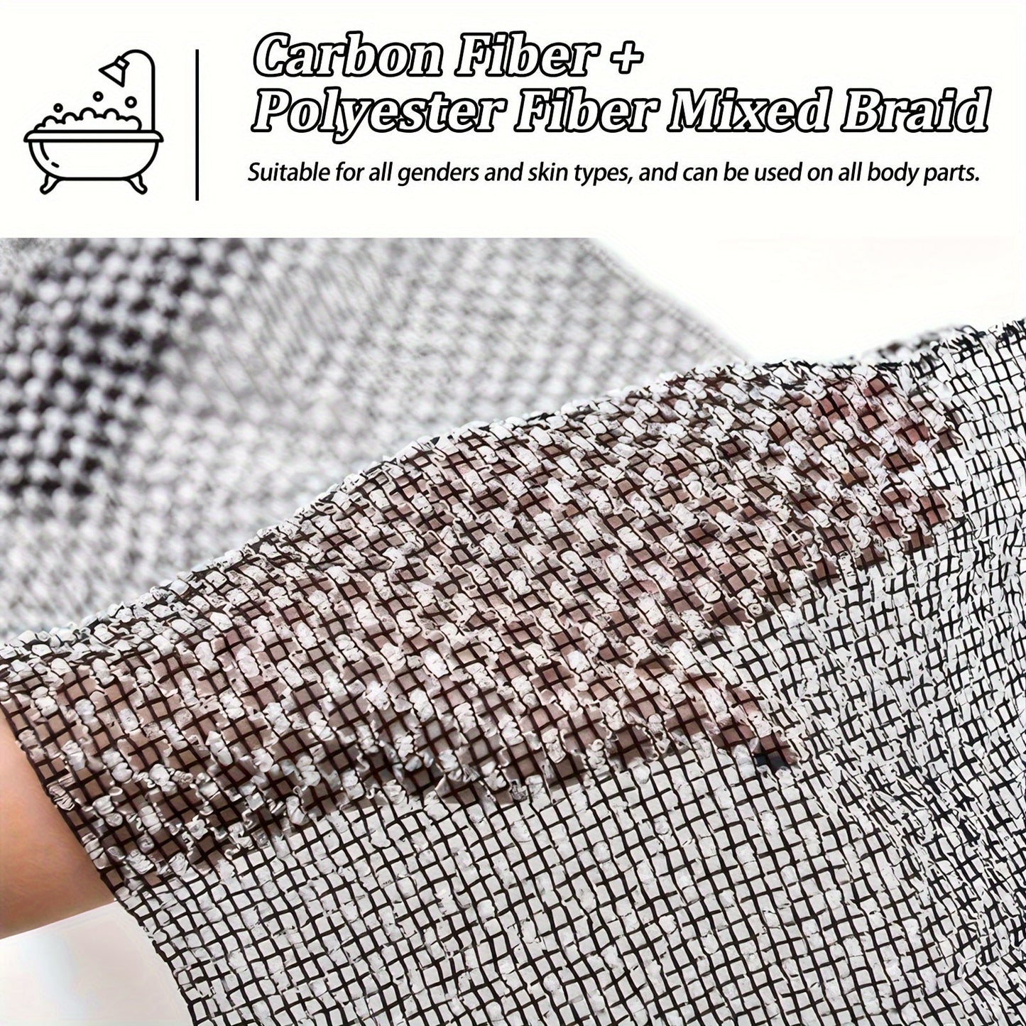 2pcs Double Side Exfoliating Body Scrub Back Scrubber, Bath Wash Towel Loofah Towel with Strap
