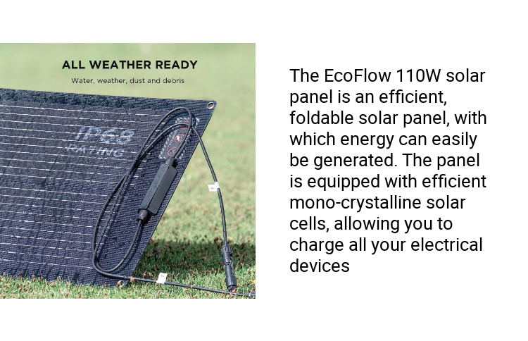 EcoFlow 110W Portable Solar Panel Foldable Self Support All Weather Ready Solar Panel Board With Carry Case IP68 Waterproof Monocrystalline Silicon