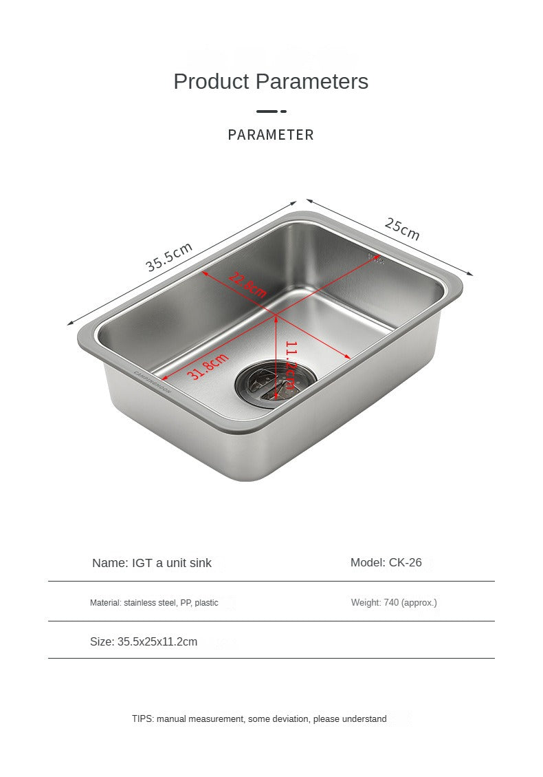 Campingmoon CK-26 IGT One Unit Sink Portable Lightweight Multi-Function Storage Basin Stainless Steel Outdoor Kitchen Sink Add-on Accessories