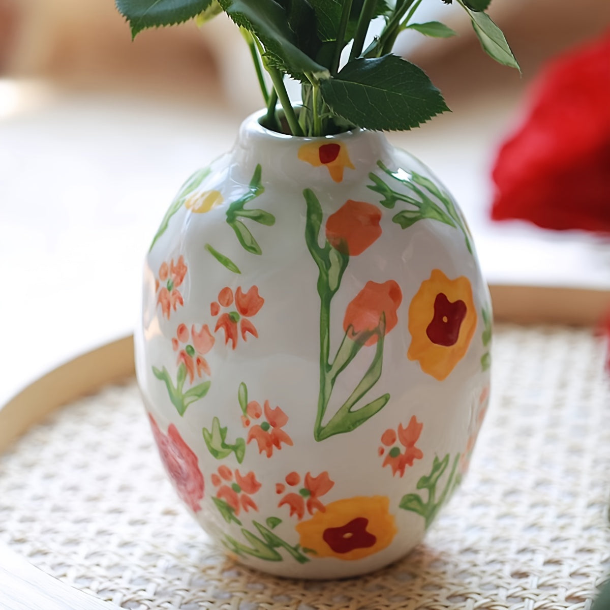 Vintage Floral Ceramic Vase - D2EC
