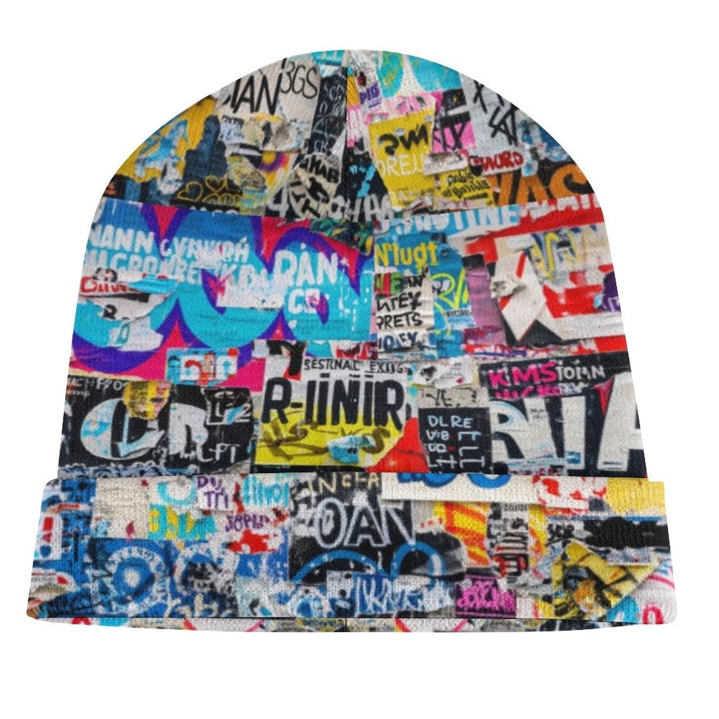 Street Swag All-Over Print Knit Beanie | Bold Abstract Art Streetwear Hat