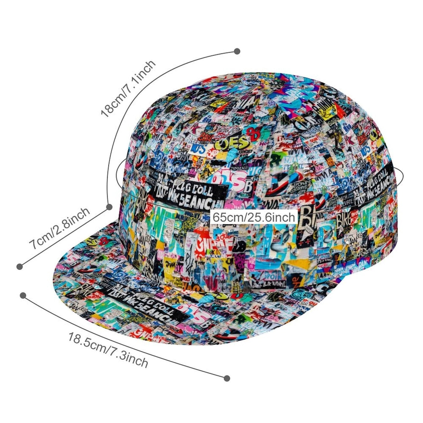 Graffiti Print Snapback Cap – All-Over Street Art Hat – Maximalist Urban Baseball Cap