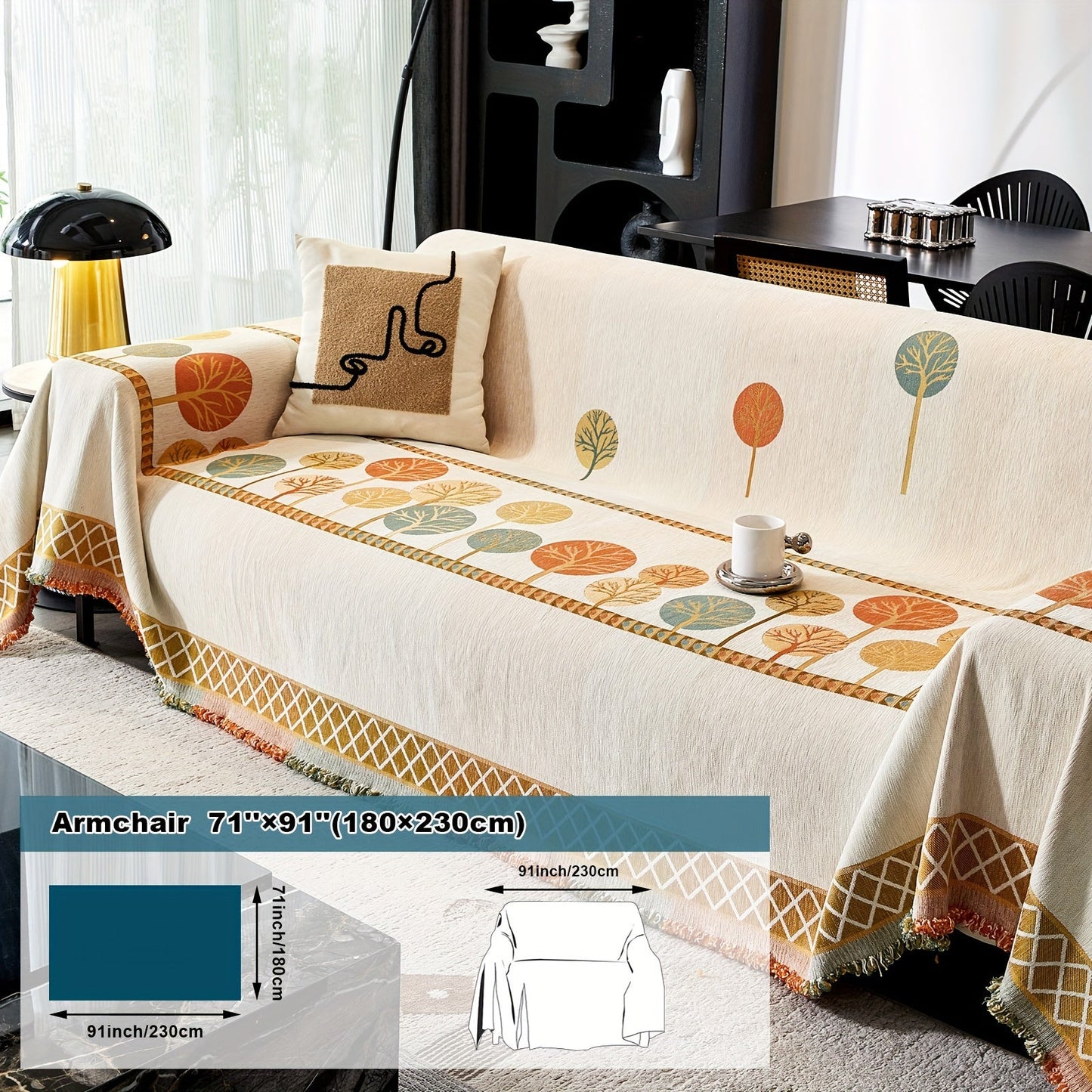 Bohemian Leaf Chenille Sofa Cover-6JTD