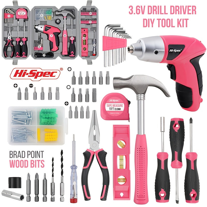 Hi-Spec 46pcs Cordless Power Tool Kit for Home DIY Projects TJR5Z3T