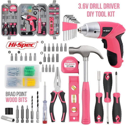 Hi-Spec 46pcs Cordless Power Tool Kit for Home DIY Projects TJR5Z3T