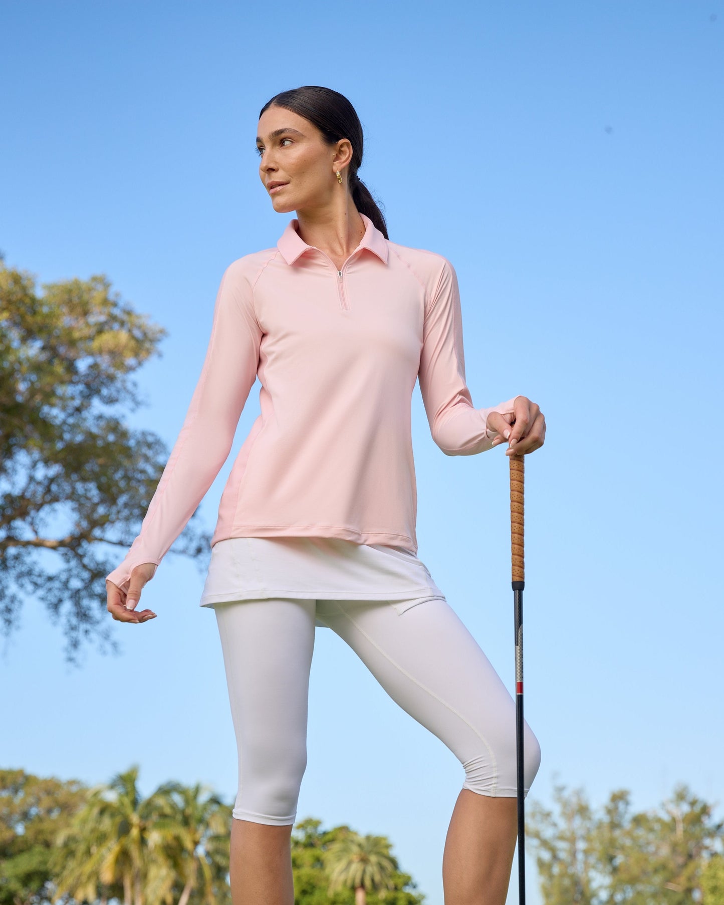 WOMEN'S QUARTER ZIP POLO (8003)