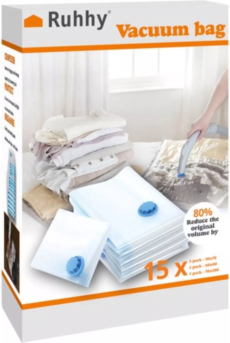 Vacuümzakken - Vacuümzakken kleding - Vacuümzakkenset 15 stuks - Vacuümzakken kleding herbruikbaar - Vacuümzakken kleding zonder pomp