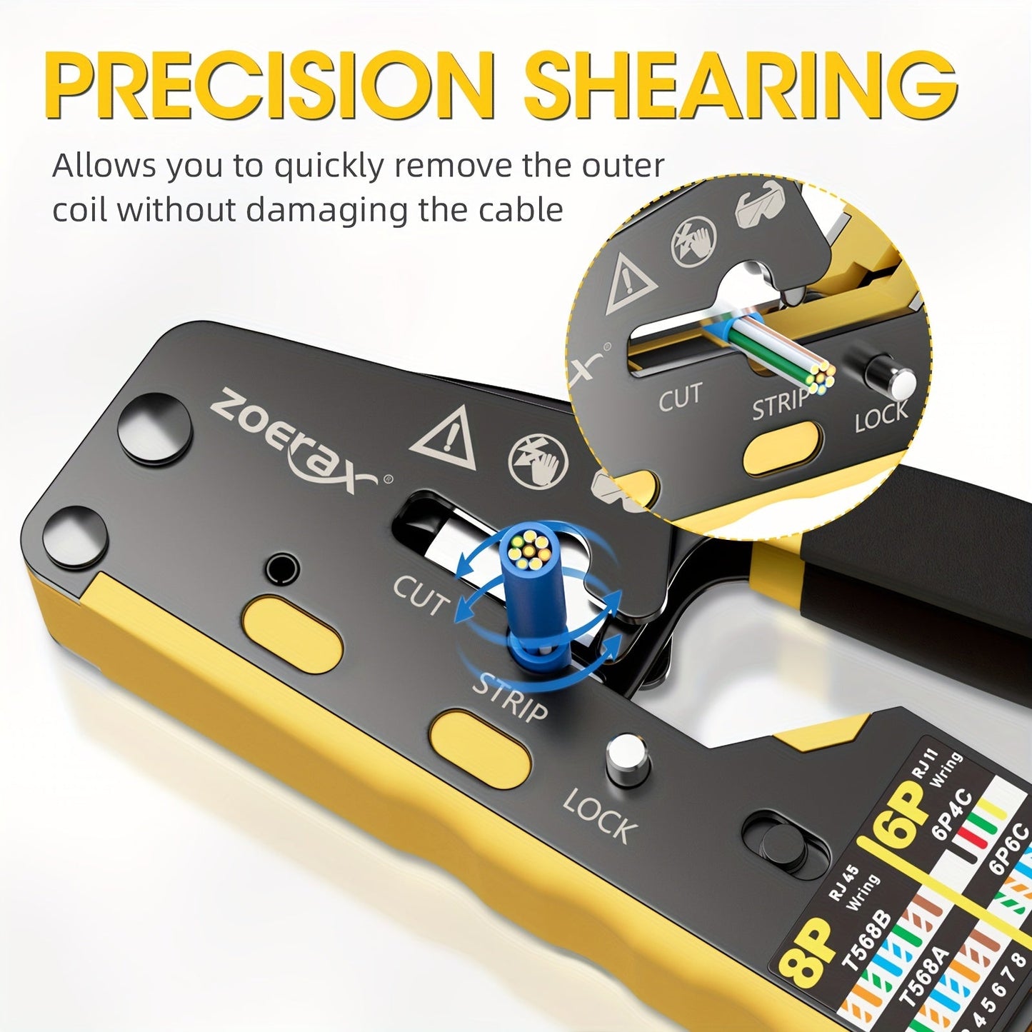 RJ45 Crimp Tool, Pass-Through Cutter for Ethernet TJR2V7L