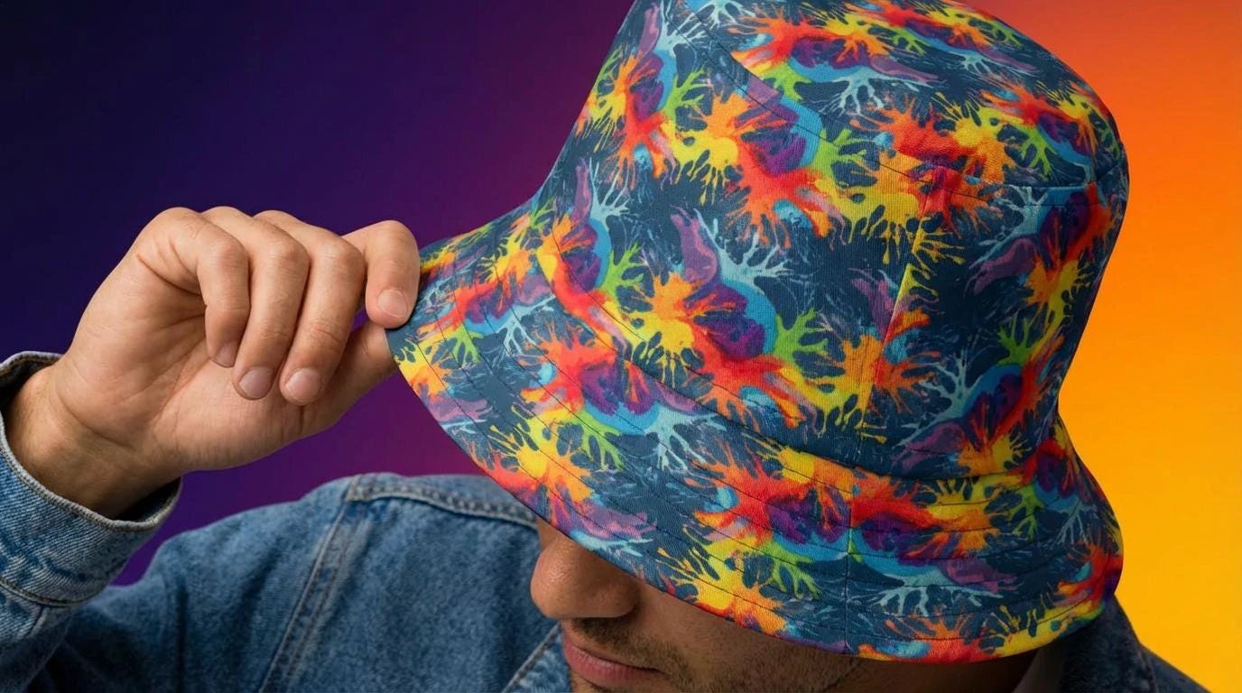 Neon Anemone AOP Bucket Hat | Electric Reef Print S–L