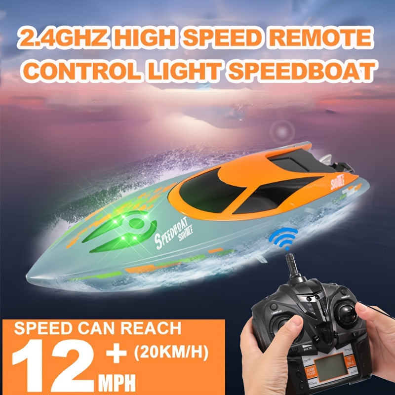 Remote Control Boat, High-Speed 12.43mph RC Boat with LED TJR6C3R