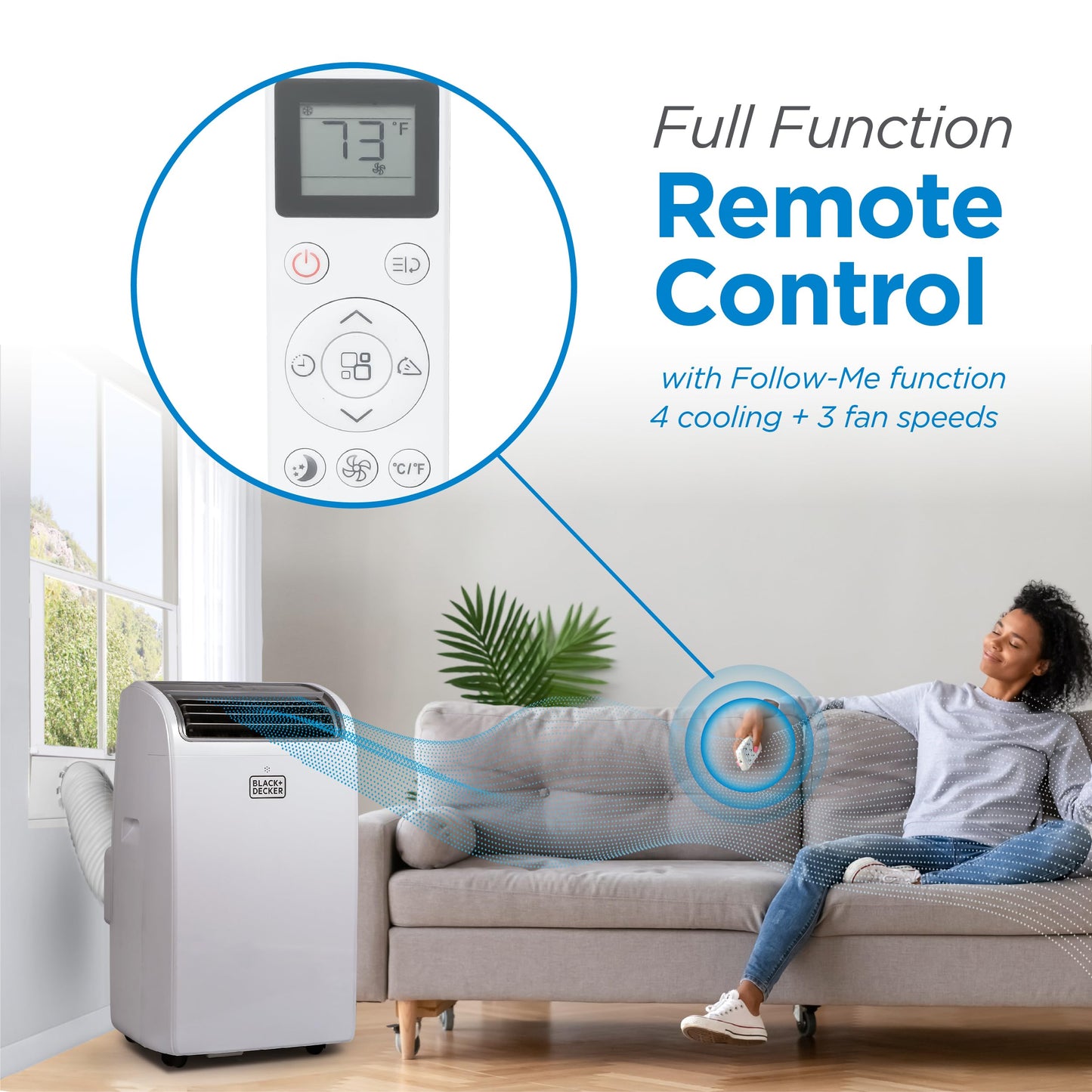 BLACK+DECKER 14,000 BTU portable AC & heater, smart remote, for rooms up to 700 sq.ft