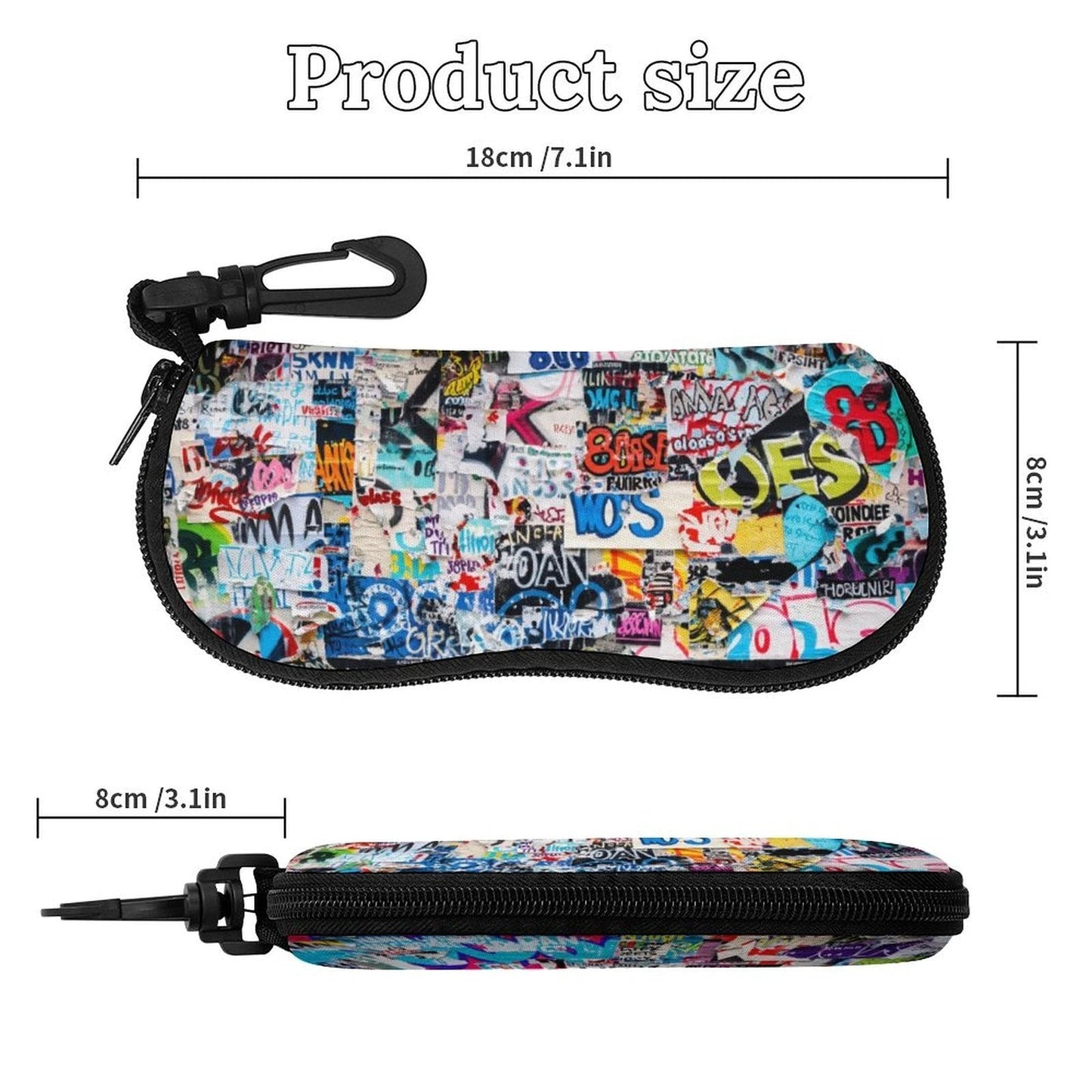 Sticker Bomb Eyeglass Case — Graffiti Collage AOP Glasses Pouch, Pocket-Size Street Art