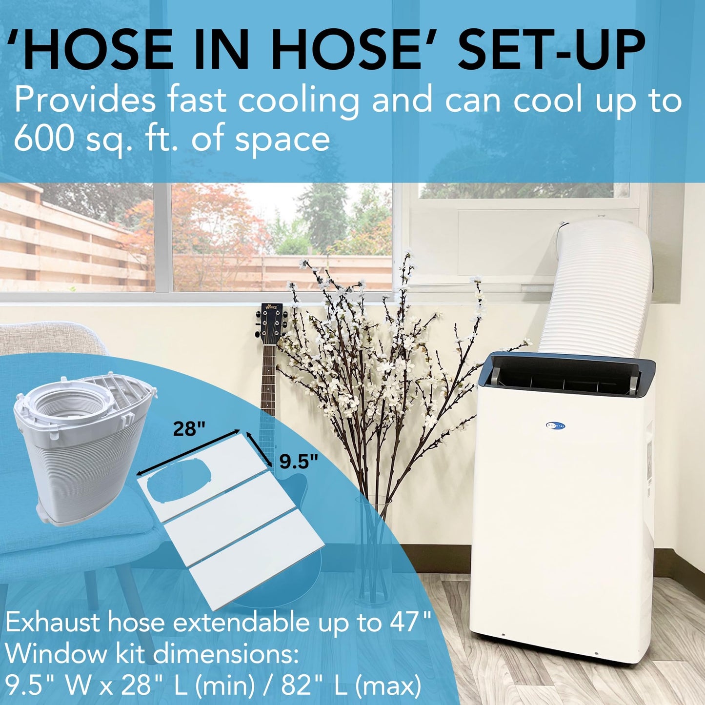 Whynter ARC-1230WN 14,000 BTU inverter dual-hose portable AC, smart WiFi, for 600 sq.ft rooms