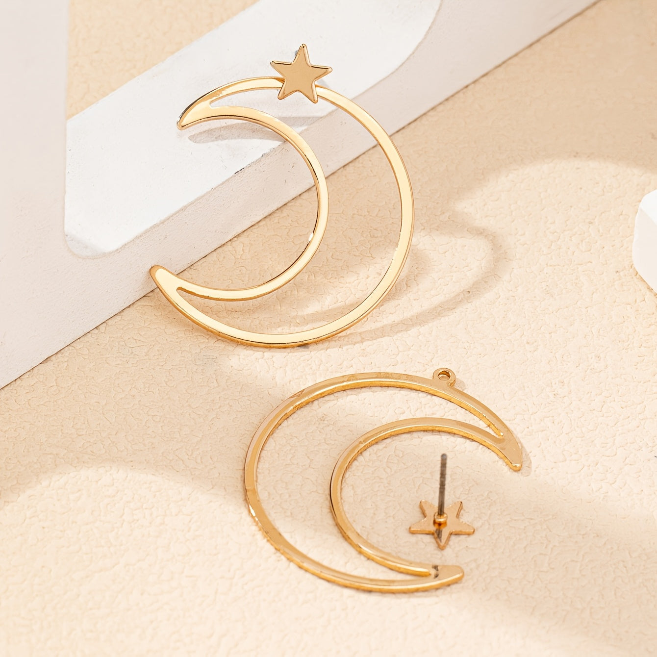 Star Moon Metal Earrings Set - NJ9696