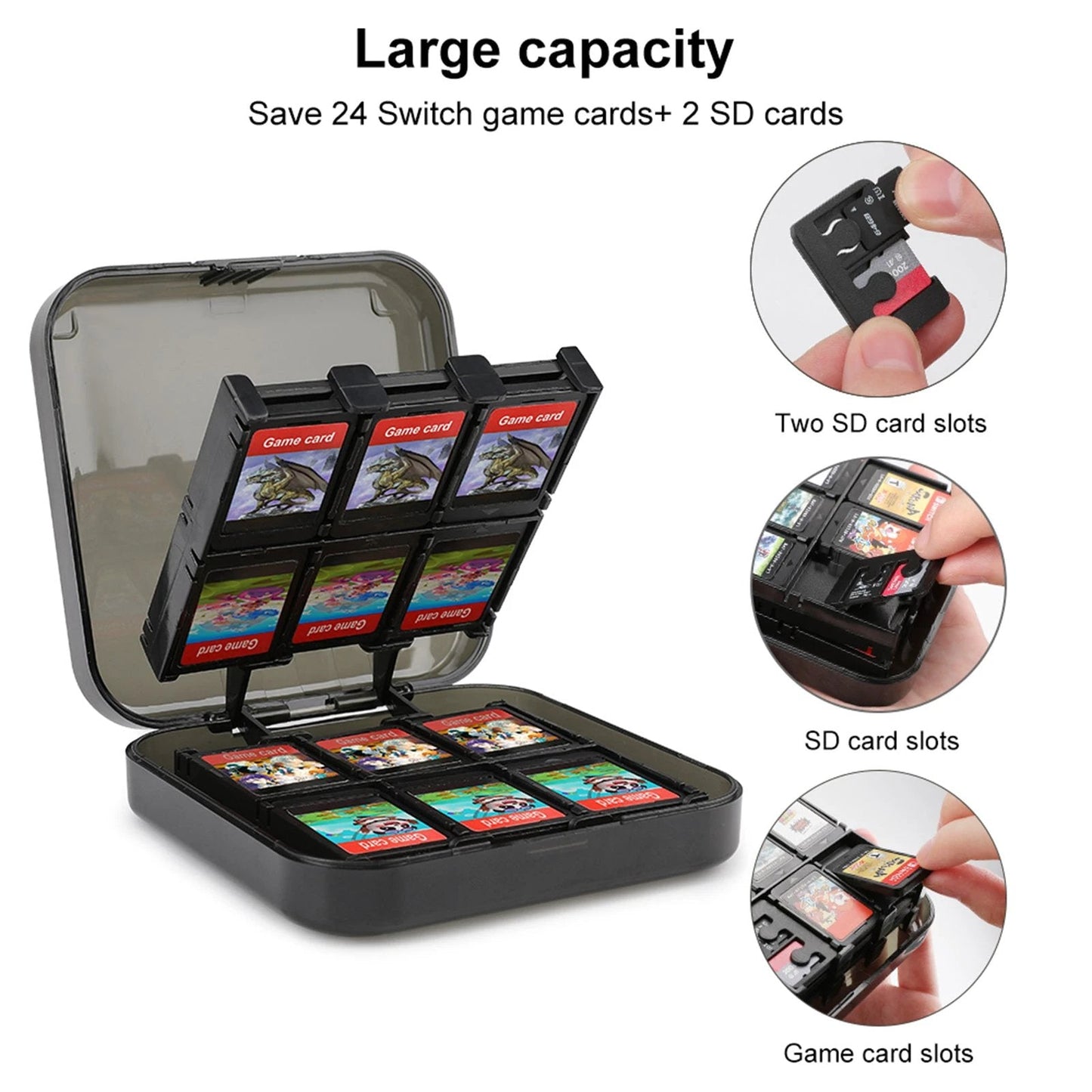 Nintendo Switch 24-Slot Game Card Case — Chromatic Static AOP Art
