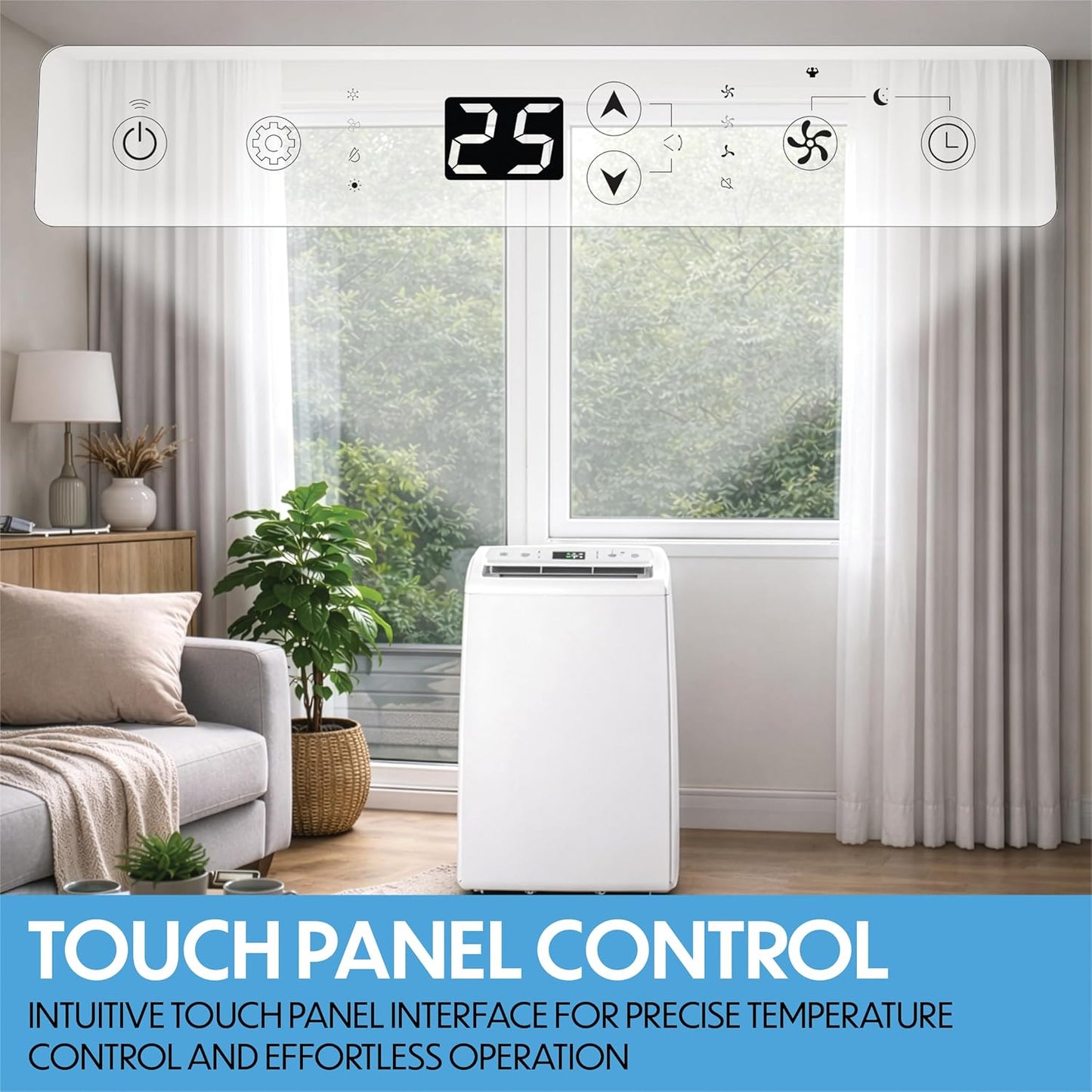 Prem-i-air 12000BTU Portable Split Air Conditioner, DC Inverter, Cooling, Heating, Fan, Dehumidifying, WiFi and Remote Control, Low Noise, New R32 Refrigerant,