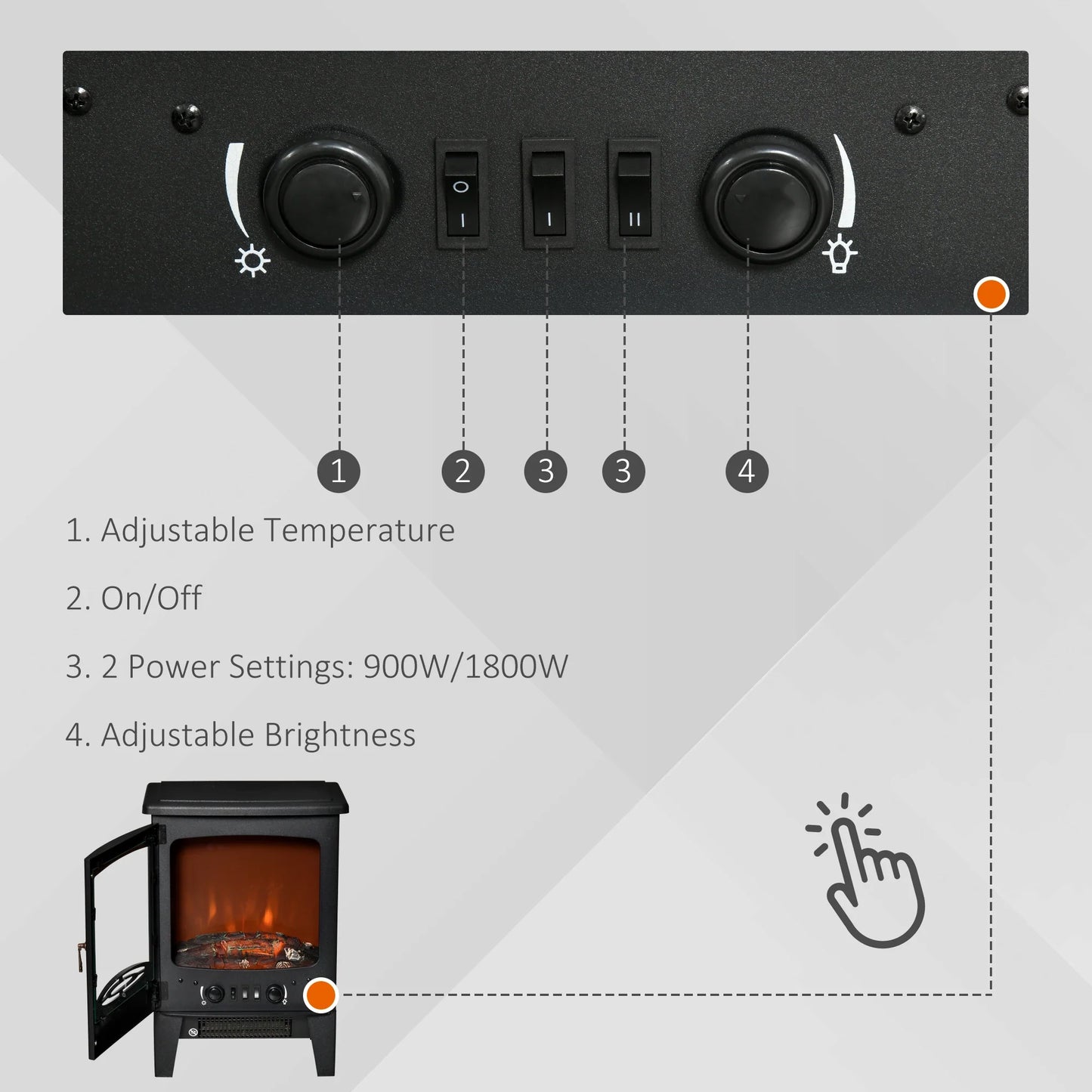 Homcom Dual-Power Electric Fireplace