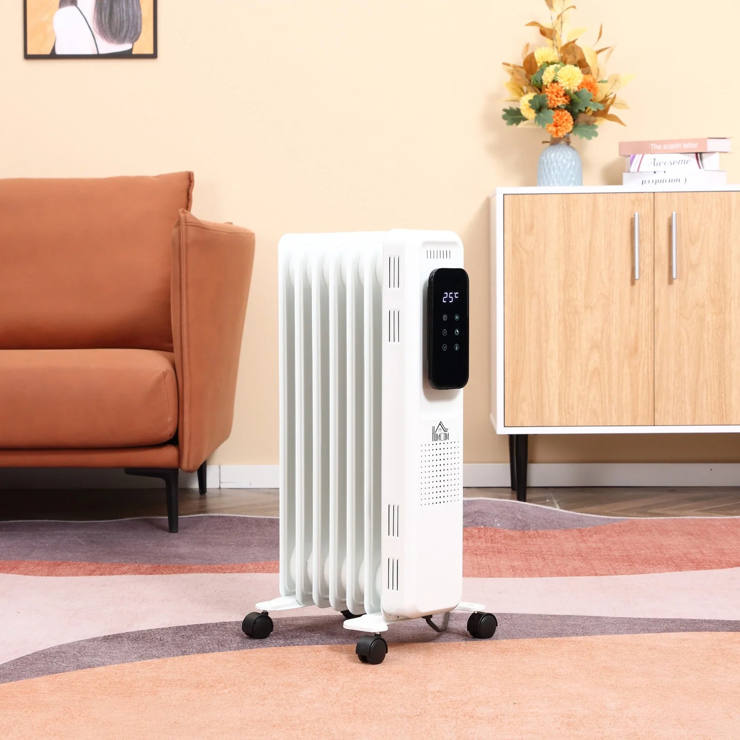 Homcom 1.5kW Portable Oil Filled Radiator with LED Display