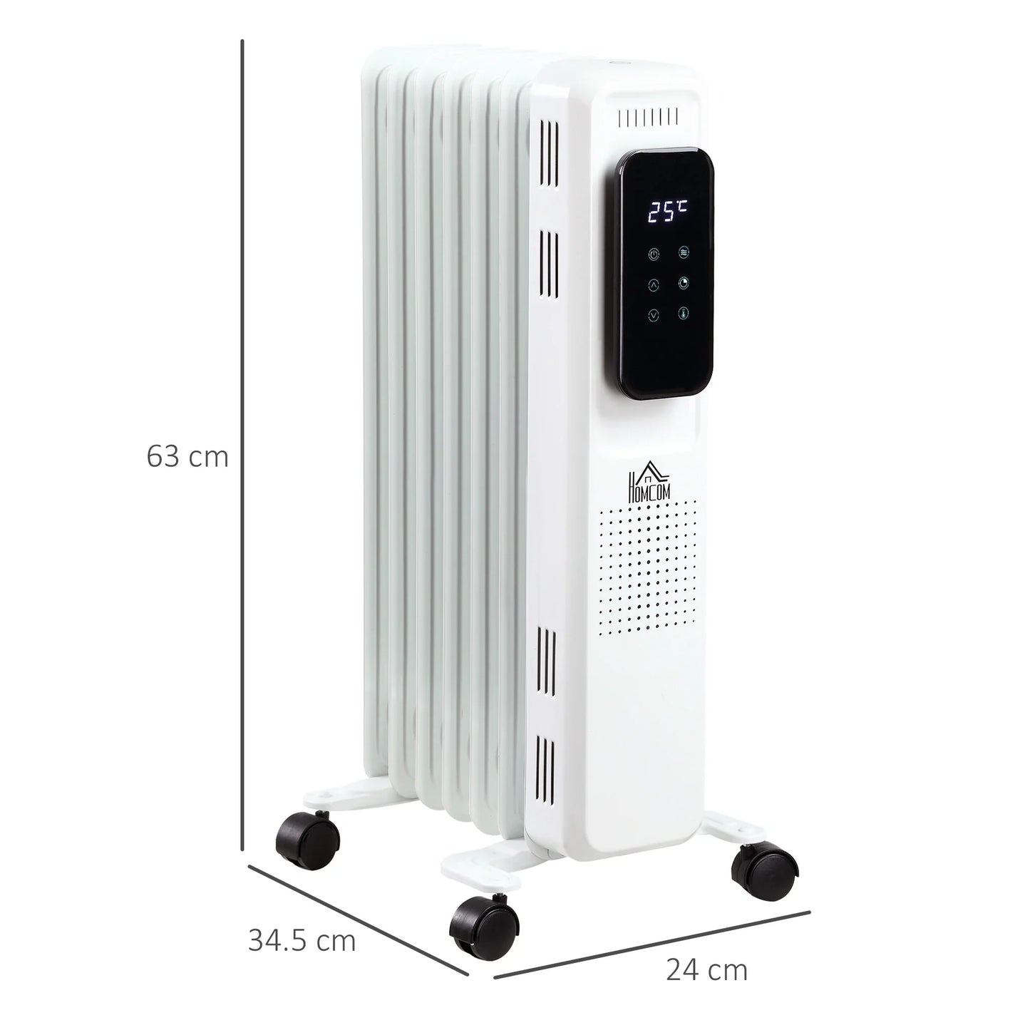 Homcom 1.5kW Portable Oil Filled Radiator with LED Display
