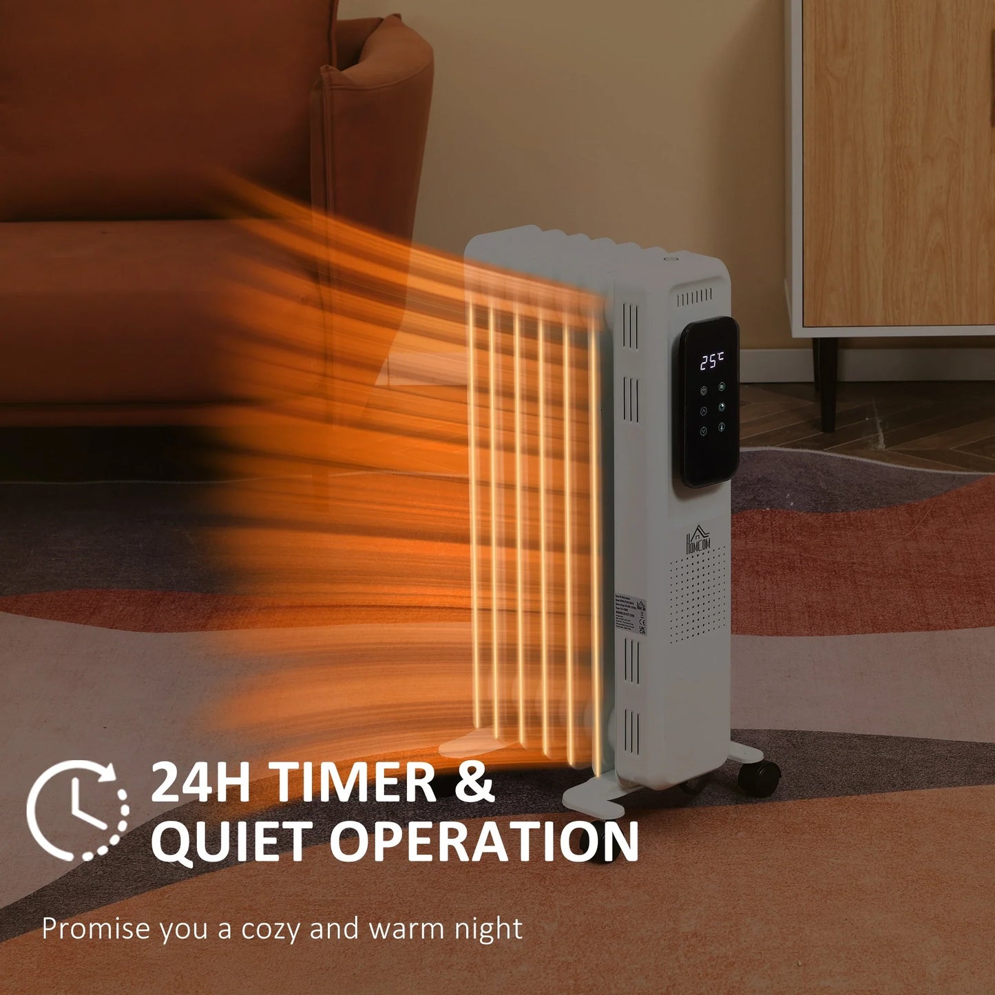 Homcom 1.5kW Portable Oil Filled Radiator with LED Display