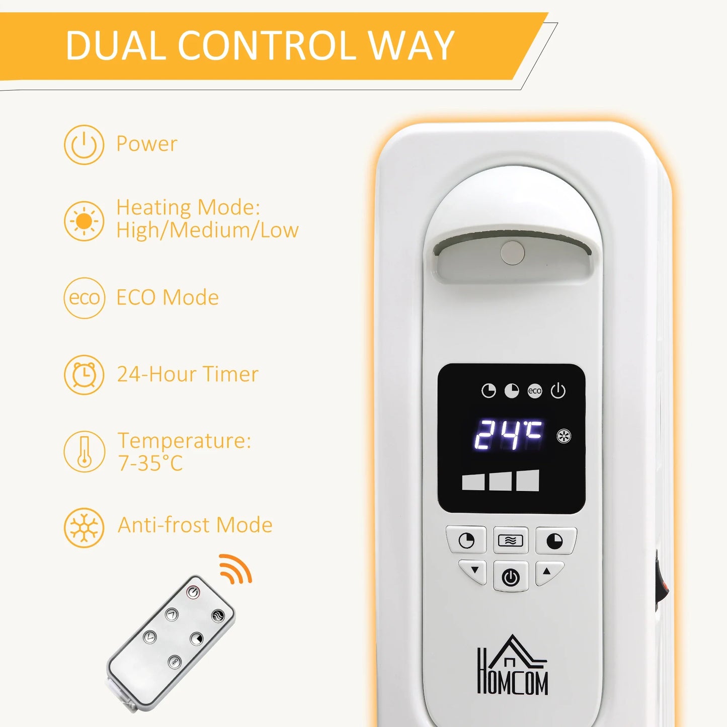 Homcom 1.5kW Portable Oil Filled Radiator