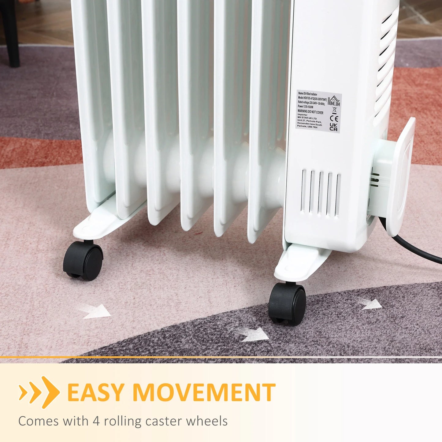 Homcom 1.5kW Portable Oil Filled Radiator