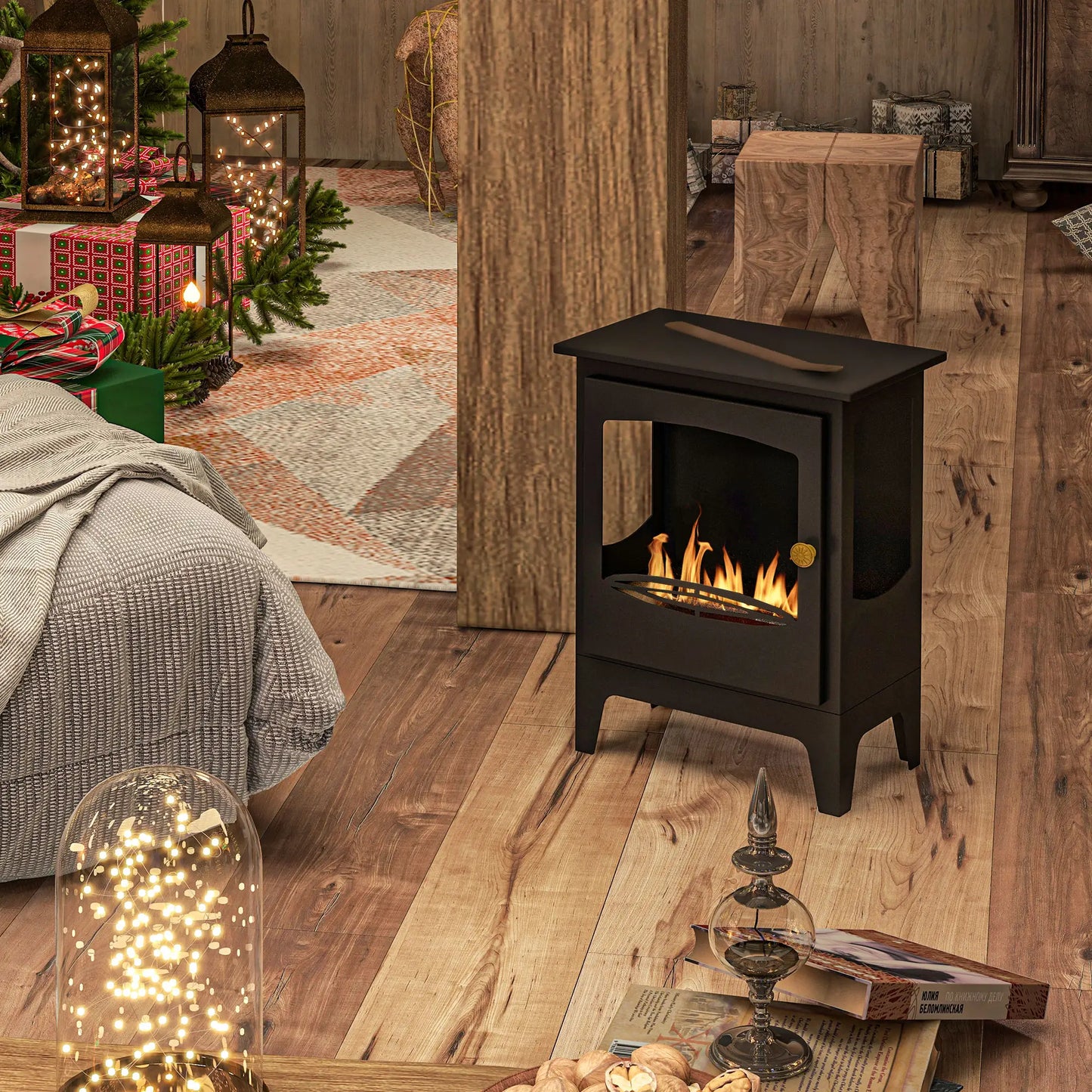 HOMCOM Bioethanol Freestanding Fireplace