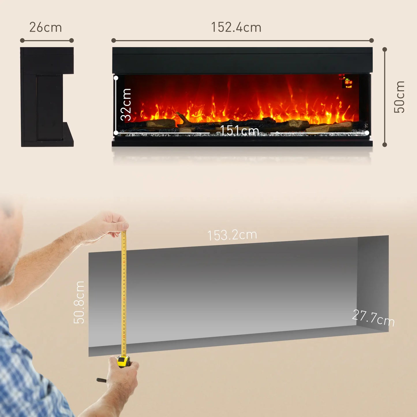 Homcom 1.8kW Electric Fireplace