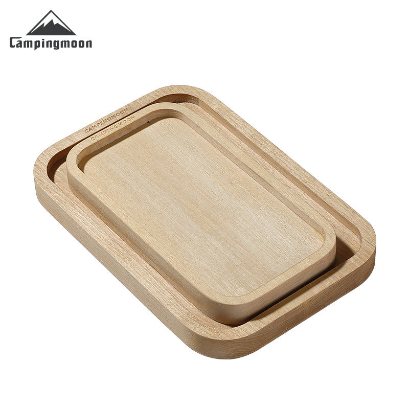 Campingmoon YM-1609/2013 Brich Copping Board Portable Lightweight Wood Cutting Board Double Sided Outdoor Camping Wooden Serving Plate Lunch Box Add-on
