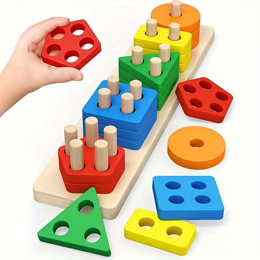 Color & Shape Recognition Wooden Puzzle Toy TJR2P9X