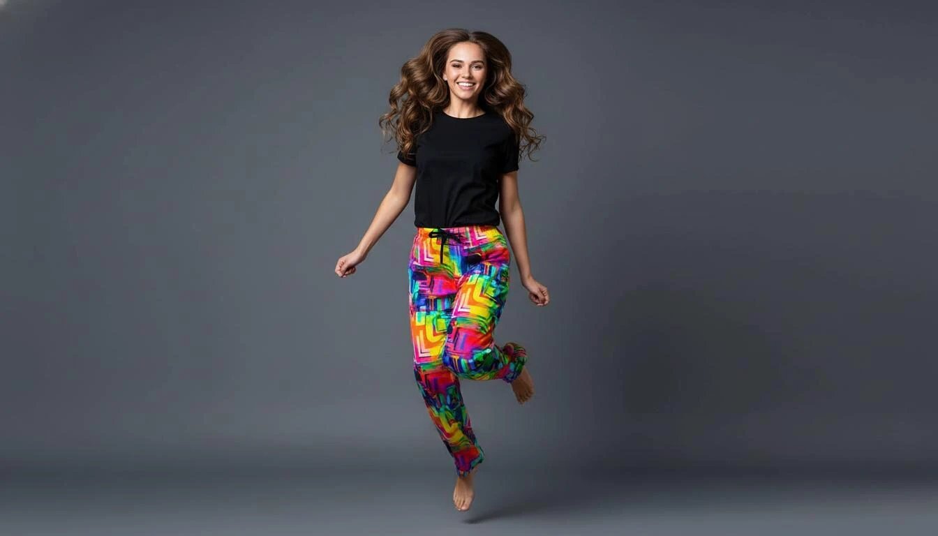 Geometric Retro Abstract Pajama Pants for Maximalist Loungewear Collectors — Bold AOP Polyester Sleepwear Bottoms, Dopamine Dressing PJs