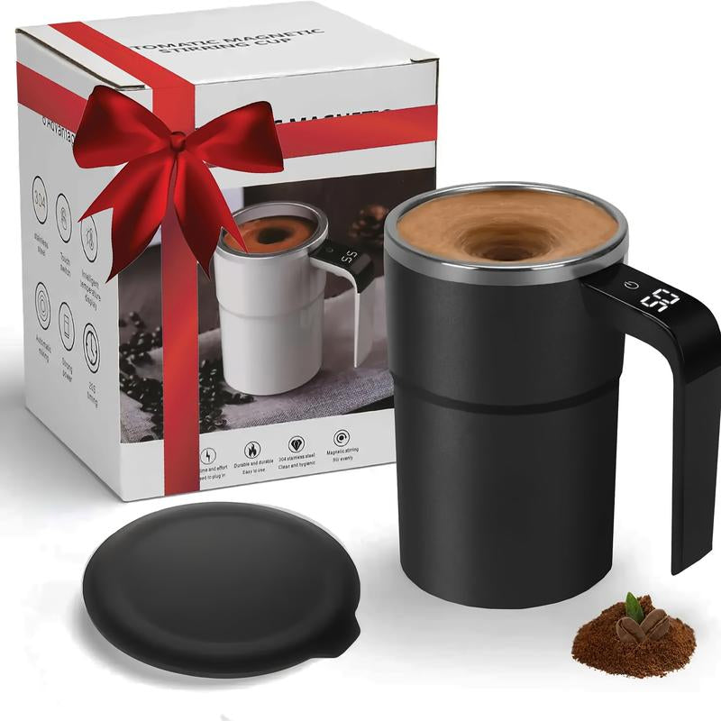 Stainless Steel Self-Stirring Coffee Cup with Lid & Self-Heating Function