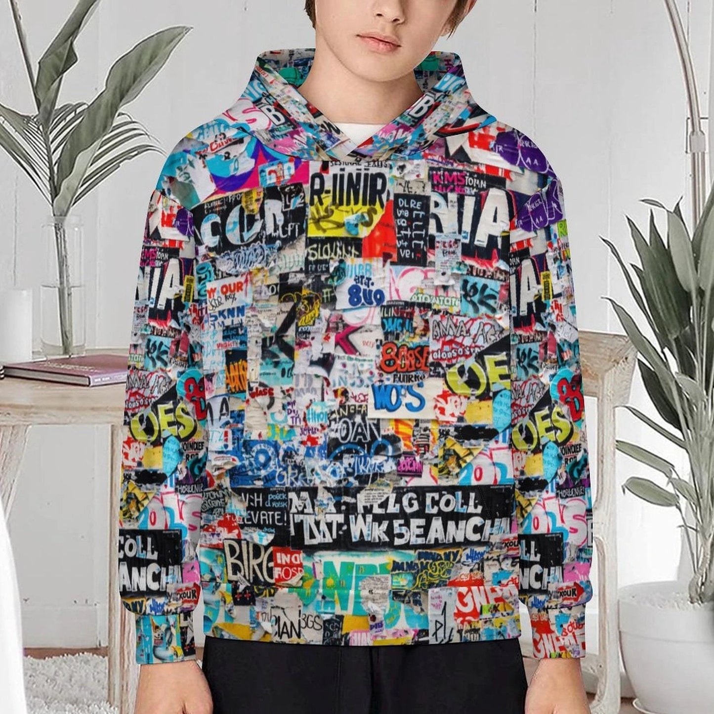 Mini Maximalist AOP Kids Hoodie | 230gsm Terylene Children's Sweatshirt — Bold Print, No-Drawstring Safety Design