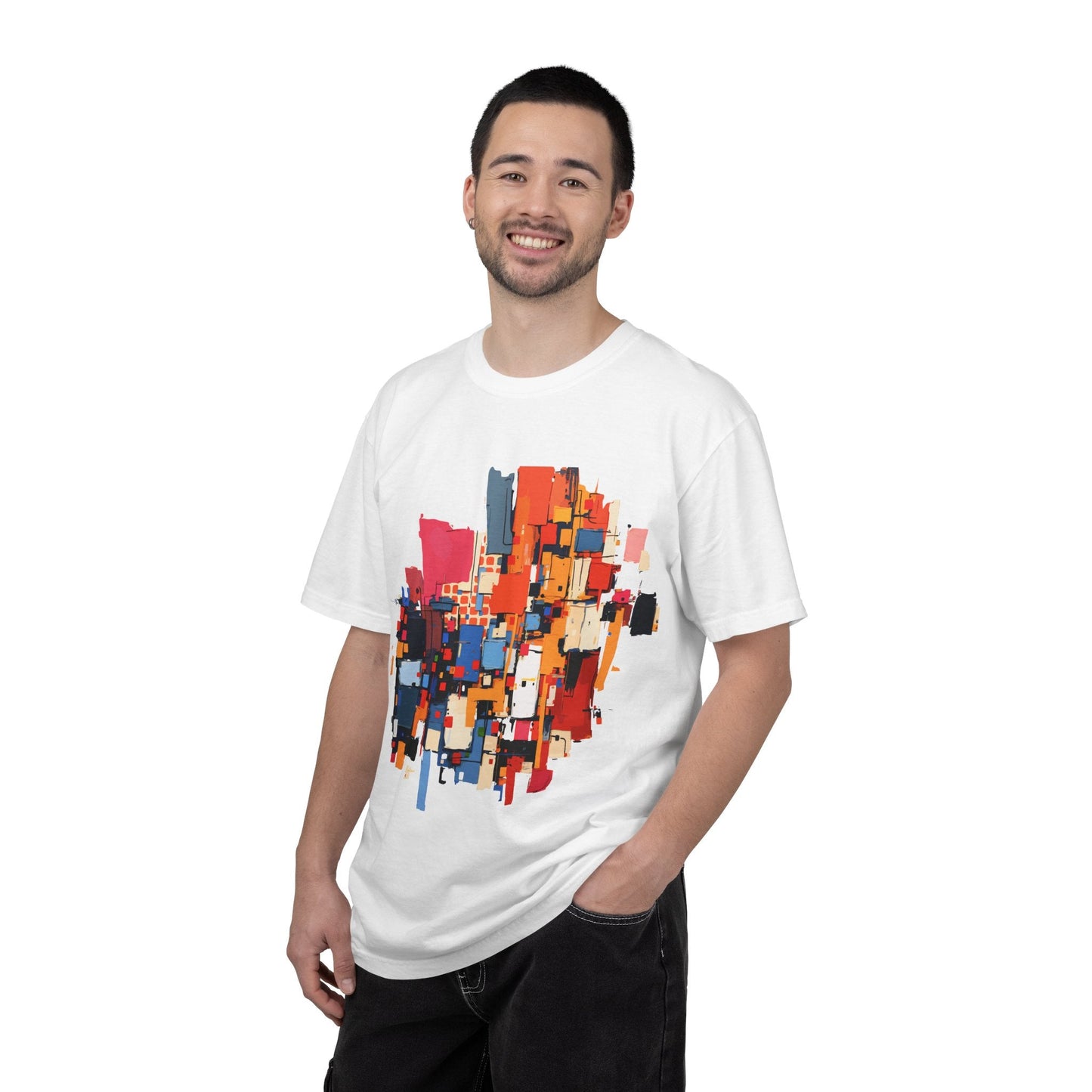 Garment-Dyed Art Tee for the Chronically Self-Expressive — Abstract Geometric AOP T-Shirt, Ring-Spun Cotton Statement, Wearable Art Streetwear