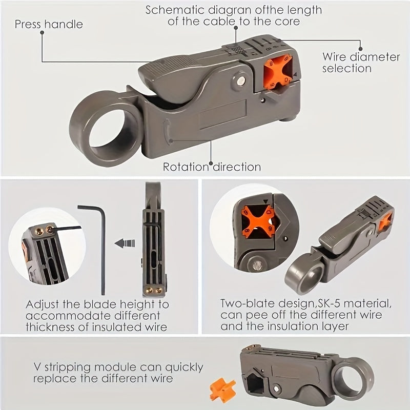 Multi-Functional Rotary Coaxial Cable Cutter Tool- HMT14CC