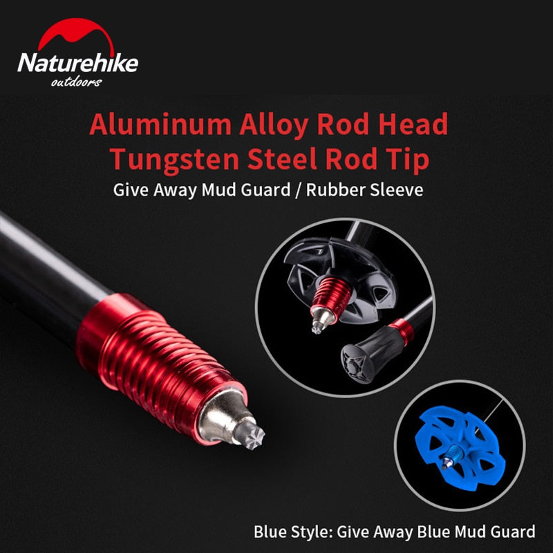 Naturehike ST10 Pure Carbon Fiber Trekking Pole Portable Ultralight 3-Section Telescopic External Lock Cane Rod Sticks Hiking Walking Mountaineering