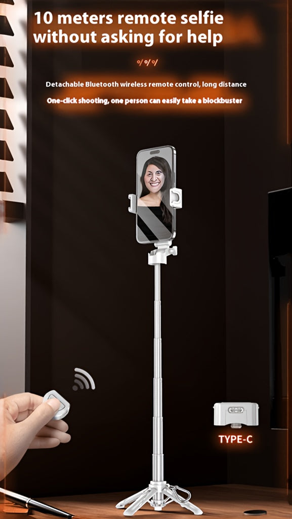 Wireless Selfie Stick with Handle Assistant, 3-in-1 Extendable Phone Holder - HMTA0M2